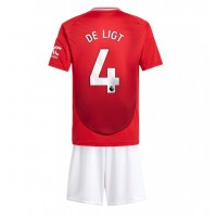 Manchester United Matthijs de Ligt #4 Koti Peliasu Lasten 2024-25 Lyhythihainen (+ Lyhyet housut)